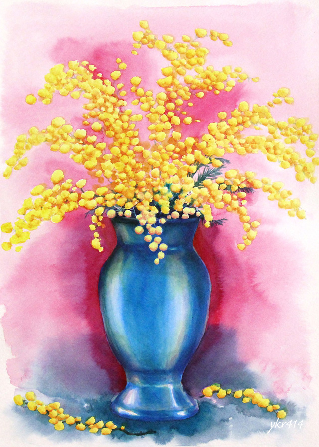 植物 花など を描いたアクリル画 毎日水彩画